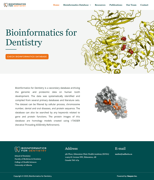 dentalbioinformatics website design by nazpev inc